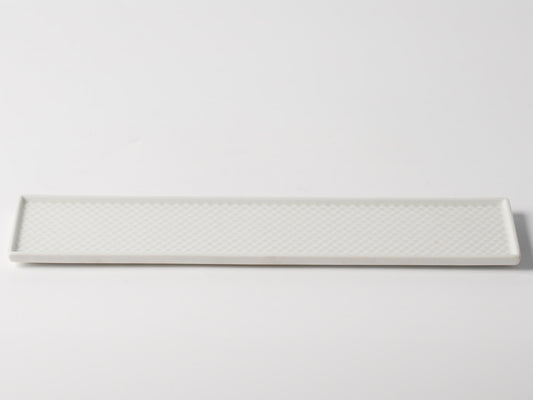 White Diamond Texture Ceramic Long Serving Platter — 13 Inch