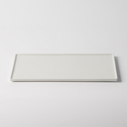 Pure White Matte Ceramic Rectangular Serving Platter — 12 Inch
