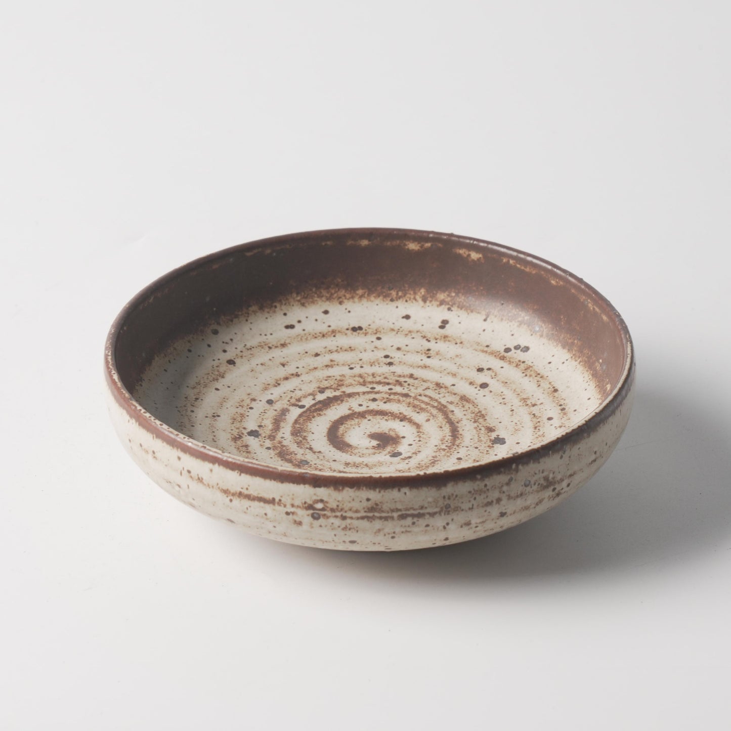 Rustic White Spiral Ceramic Bowl