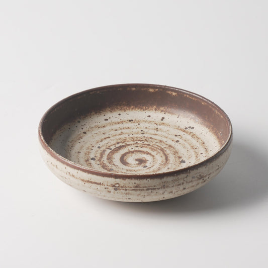Rustic White Spiral Ceramic Bowl