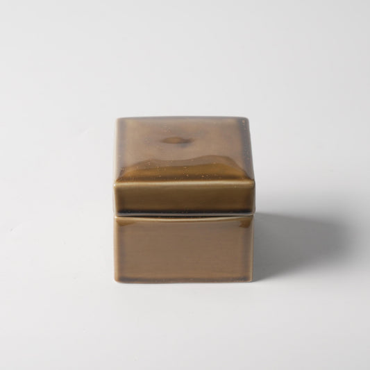 Autumn Kiln-Glazed Square Ceramic Box with Lid