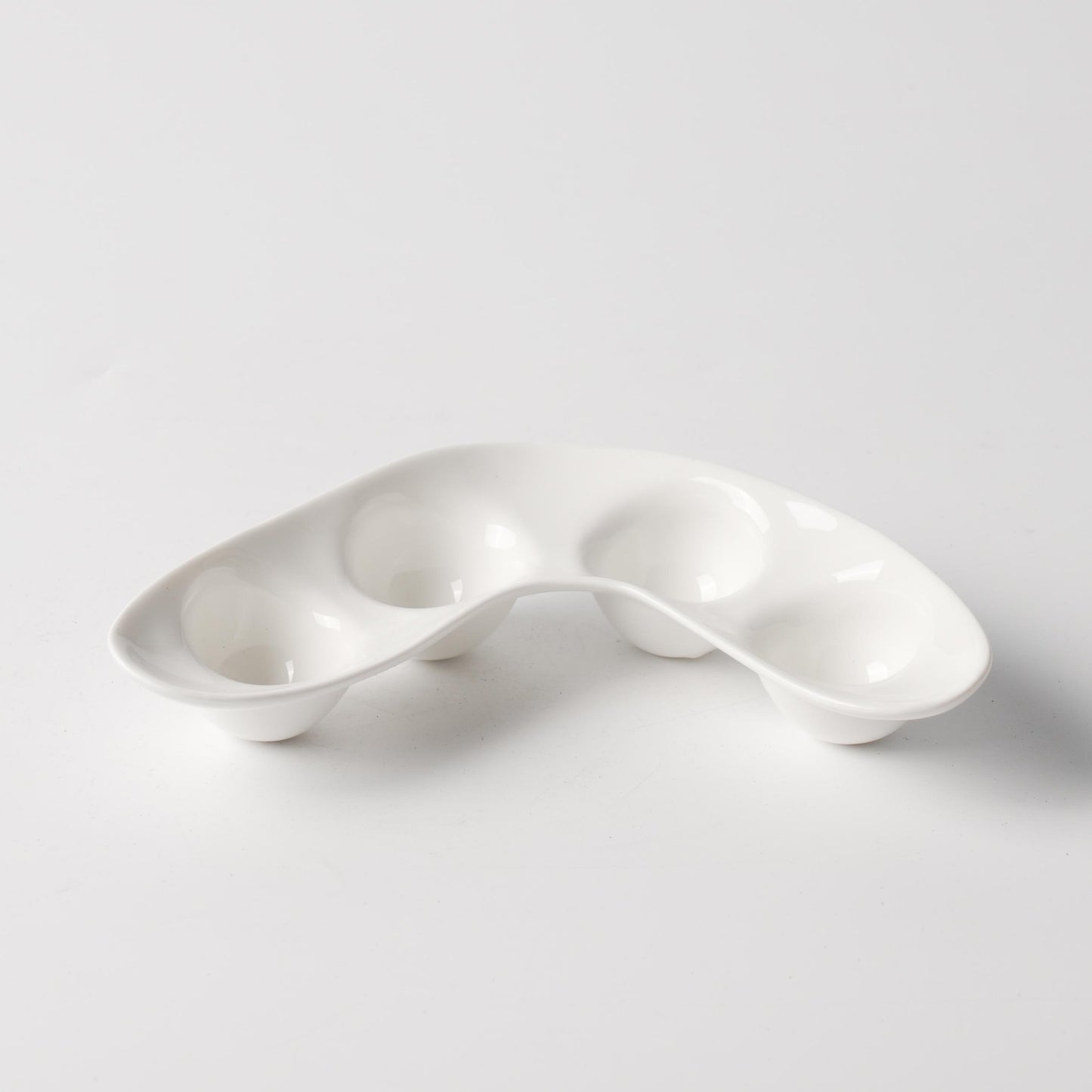 Curved Four-Well Ceramic Bean Dish