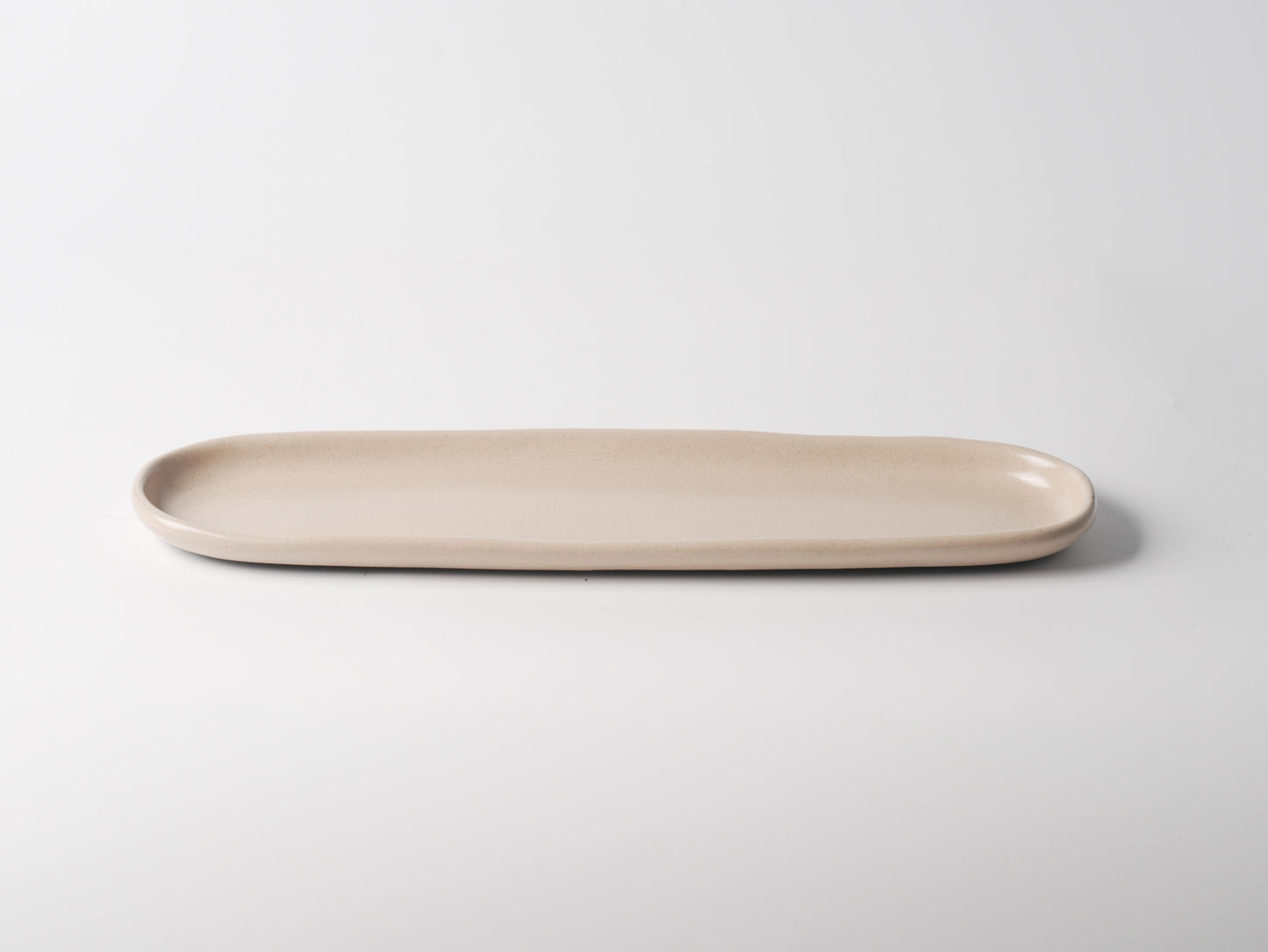 Cream Beige Oval Ceramic Serving Platter — 19.5 Inch