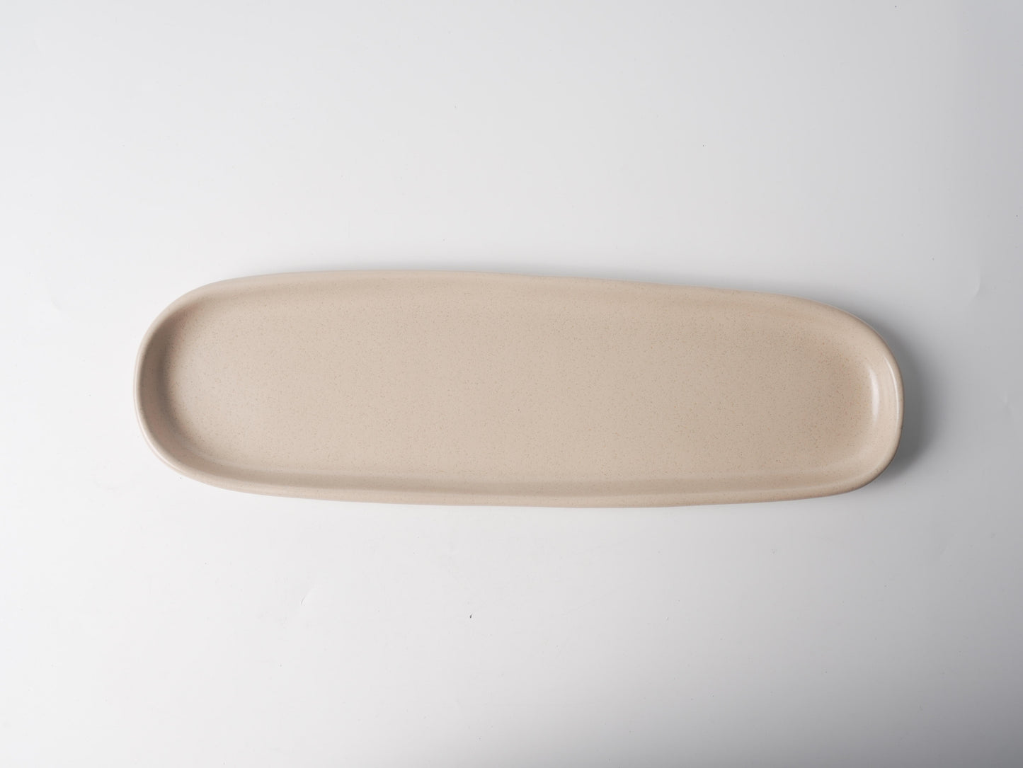 Cream Beige Oval Ceramic Serving Platter — 19.5 Inch
