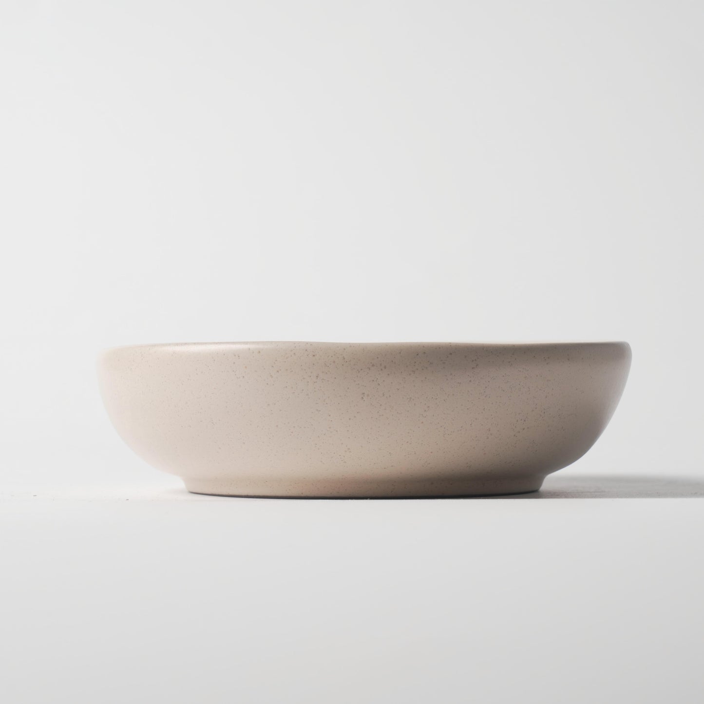Cream Beige Ceramic Wide Round Bowl