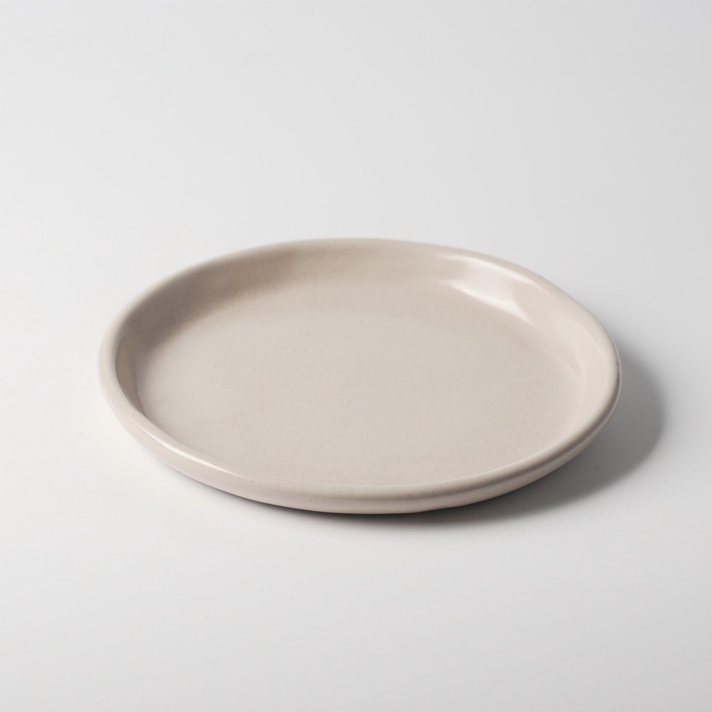 Cream Beige Ceramic Straight-Edge Dinner Plate — 10 Inch