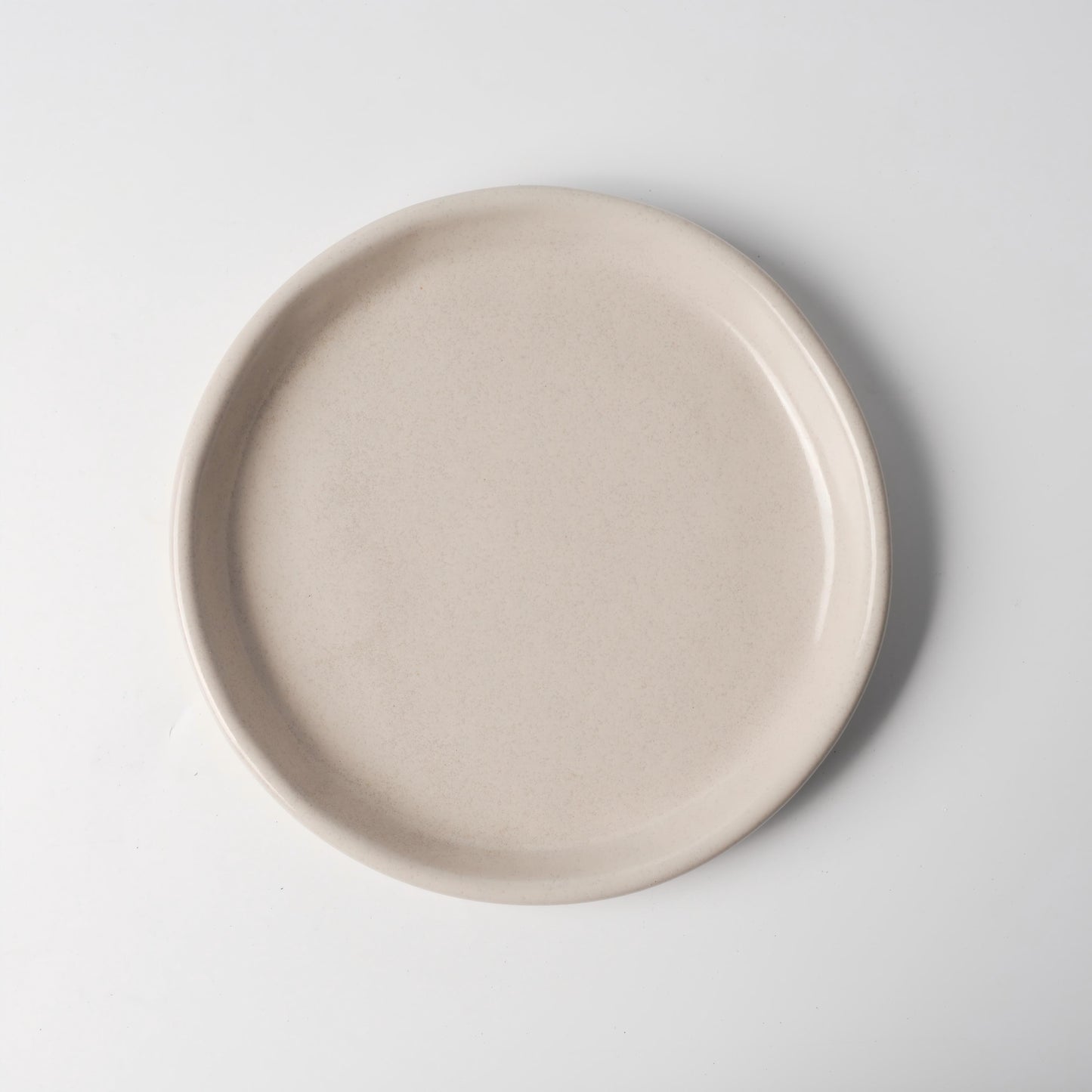 Cream Beige Ceramic Straight-Edge Dinner Plate — 10 Inch