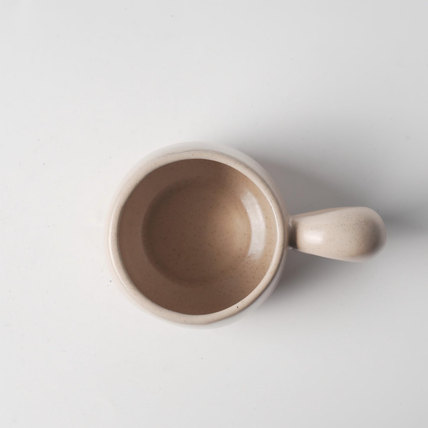 Cream Beige Ceramic Coffee Cup with Donut Loop Handle