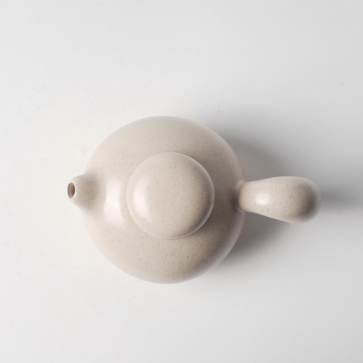 Cream Beige Matte Ceramic Teapot with Donut Loop Handle