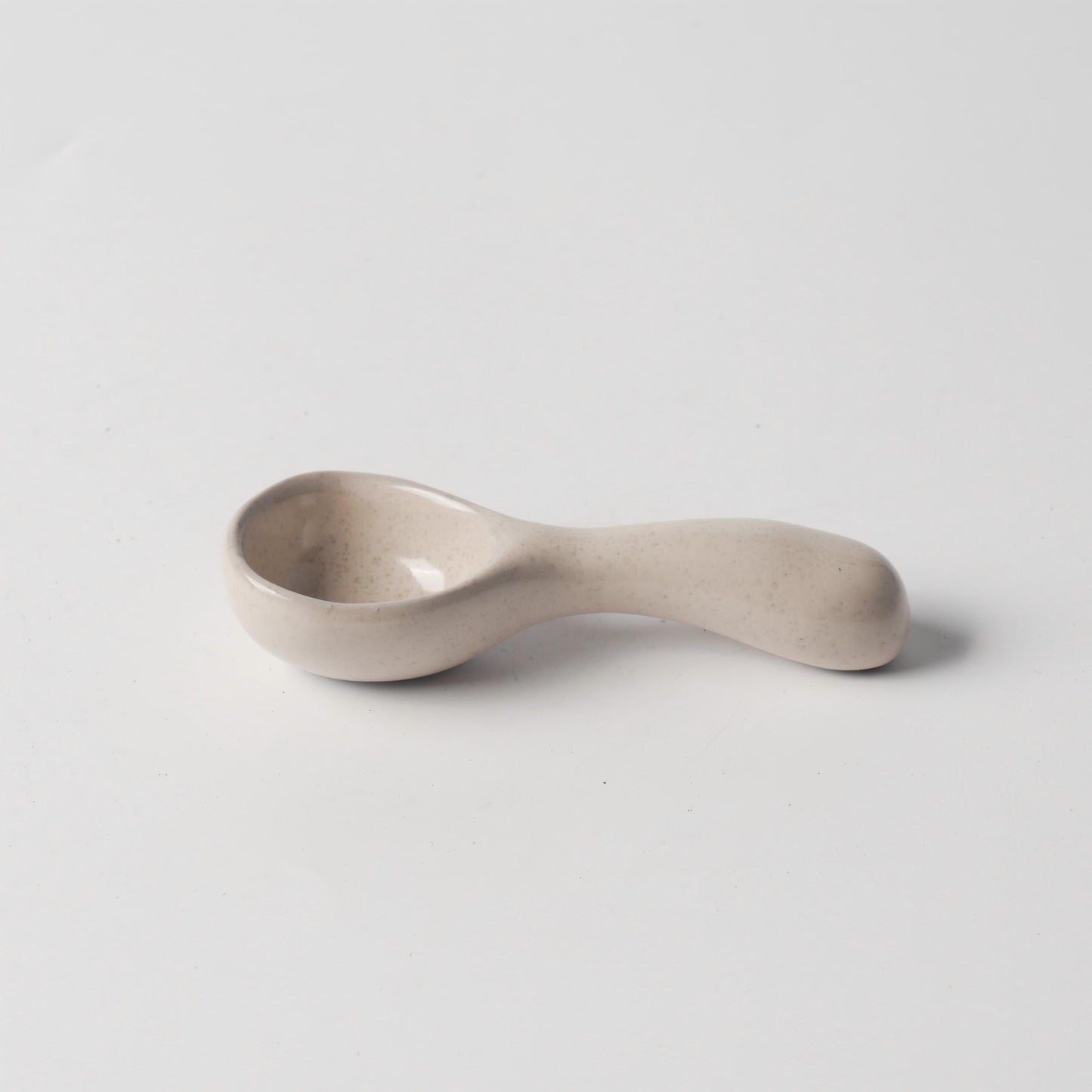 Cream Beige Matte Ceramic Short-Handle Spoon