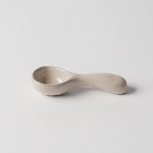 Cream Beige Matte Ceramic Short-Handle Spoon