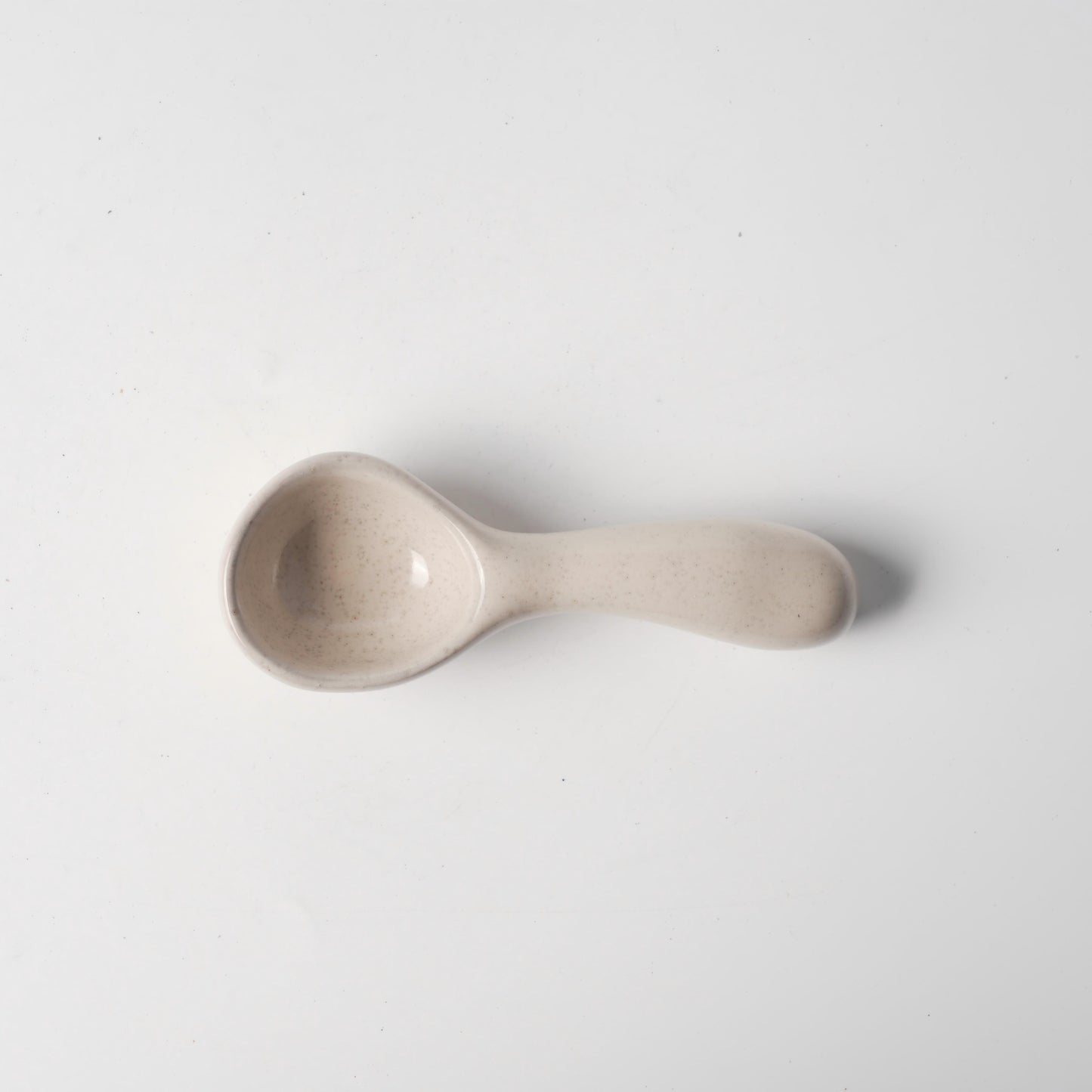 Cream Beige Matte Ceramic Short-Handle Spoon
