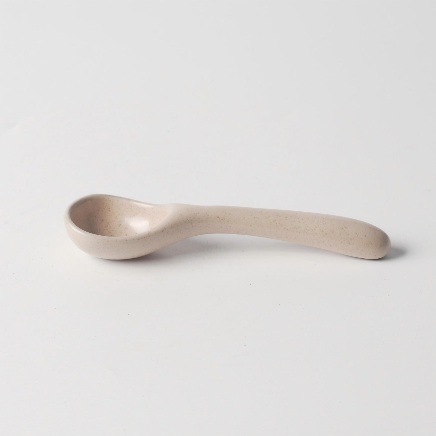 Cream Beige Matte Ceramic Long-Handle Spoon