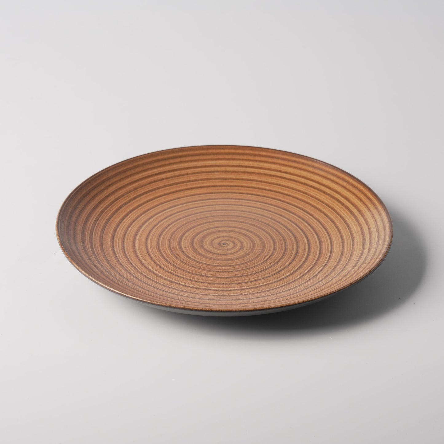Terracotta Spiral Groove Shallow Ceramic Plate