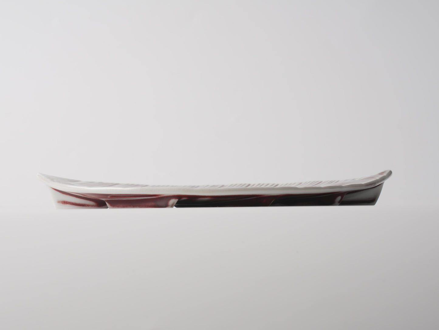 Lang Red Leaf-Form Ceramic Plate