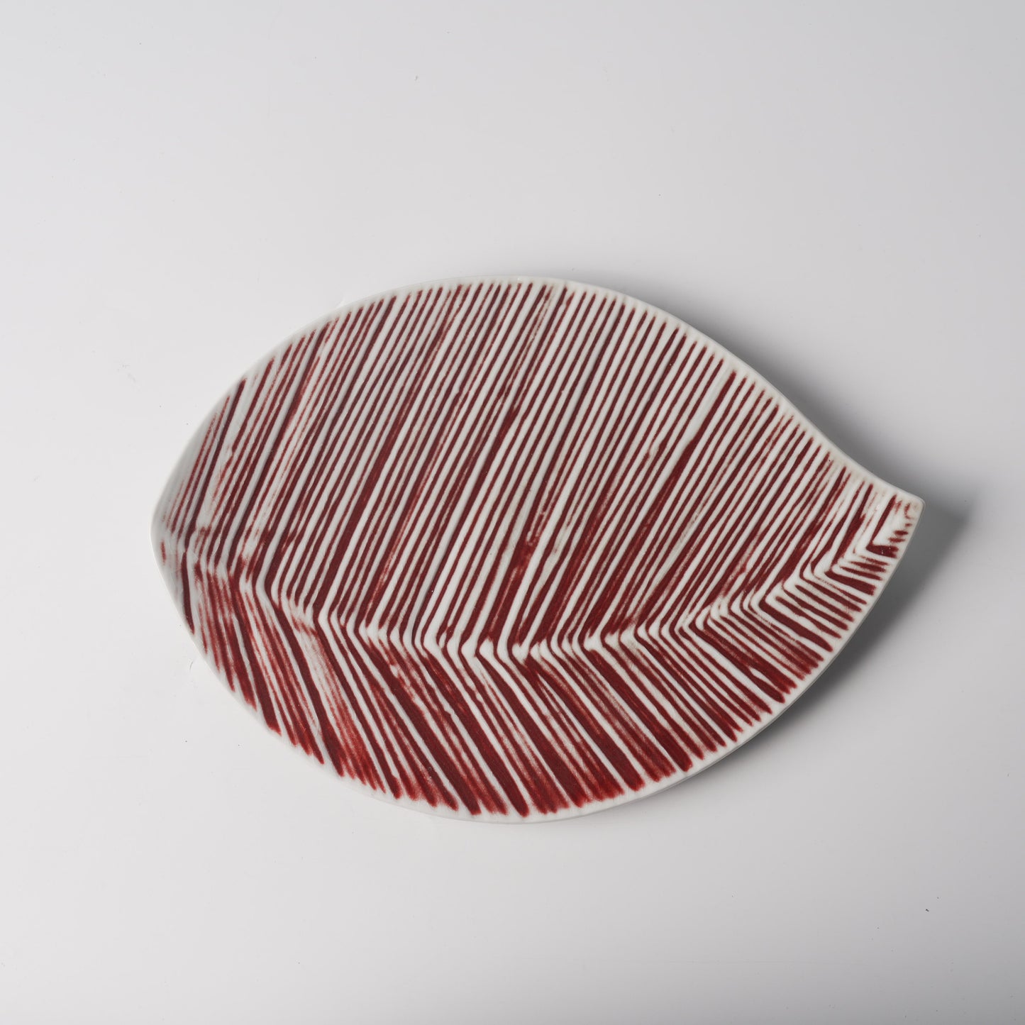 Lang Red Leaf-Form Ceramic Plate