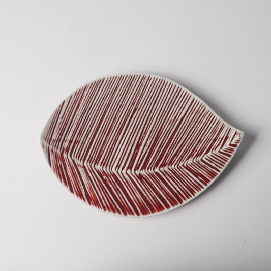 Lang Red Leaf-Form Ceramic Plate