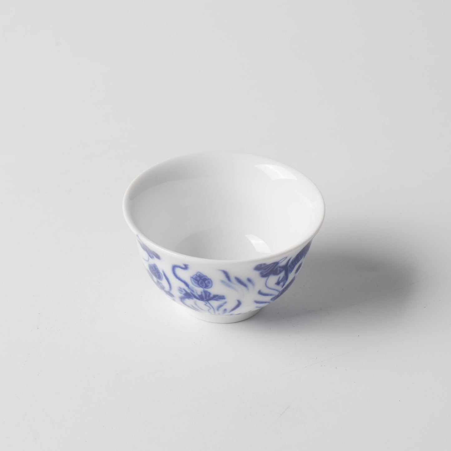 Blue & White Aquatic Motif Soup Bowl Set — Bowl, Divided Condiment Dish & Cup