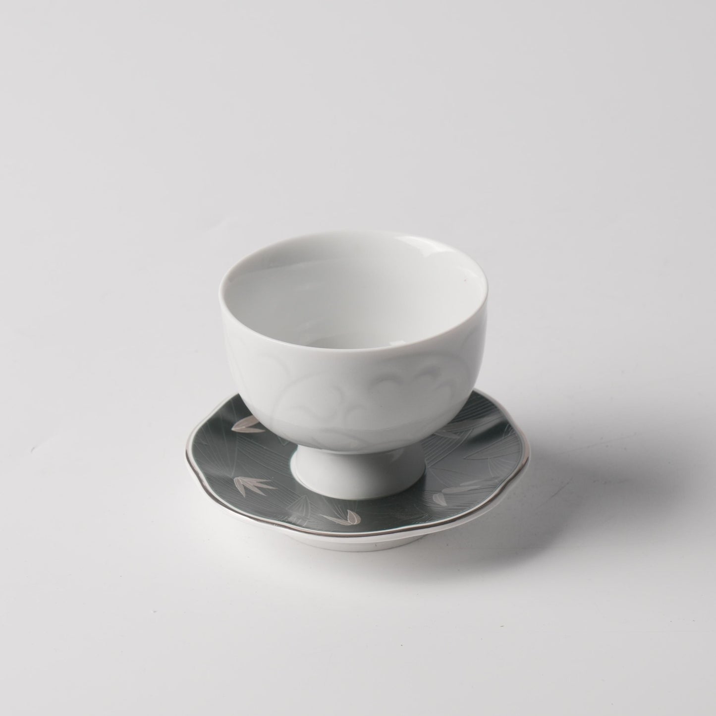 Bamboo Shadow Petal Saucer & Song Porcelain Dessert Cup Set