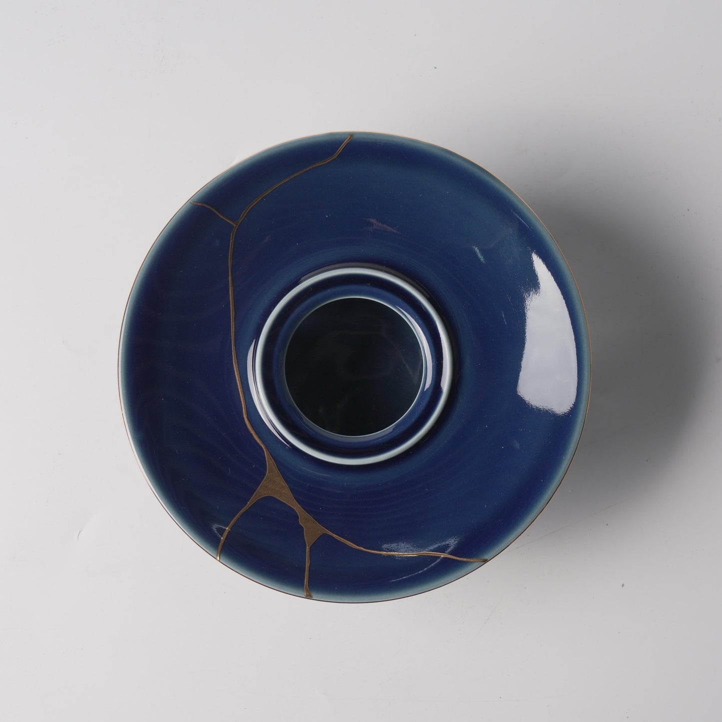 Midnight Blue Kintsugi Warming Stand & Ivory Double-Boiler Jar Set