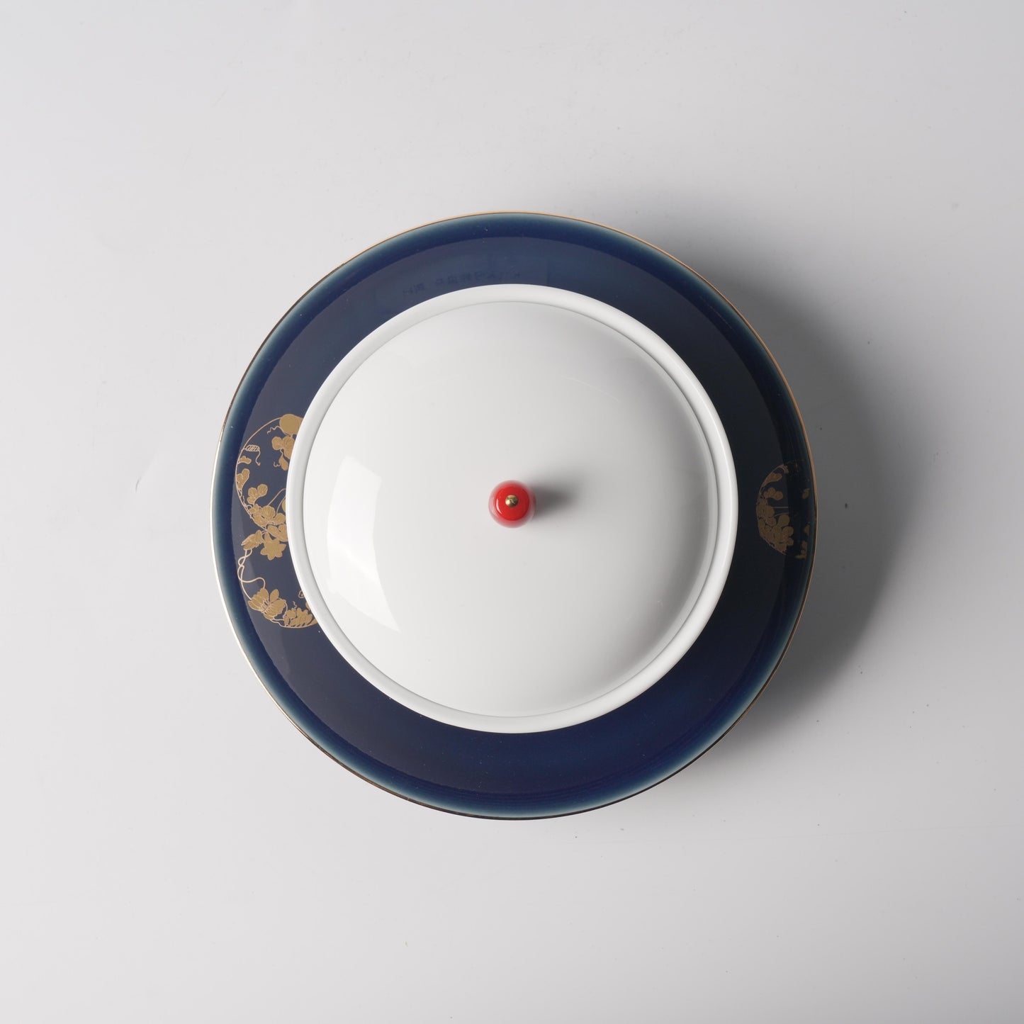 Fu Lu Gold — Gourd Vine Saucer & Ivory Double-Boiler Jar Set