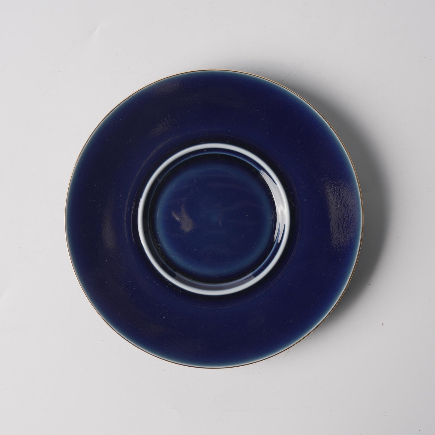 Midnight Blue Porcelain Saucer & Hand-Blown Glass Cloche Set