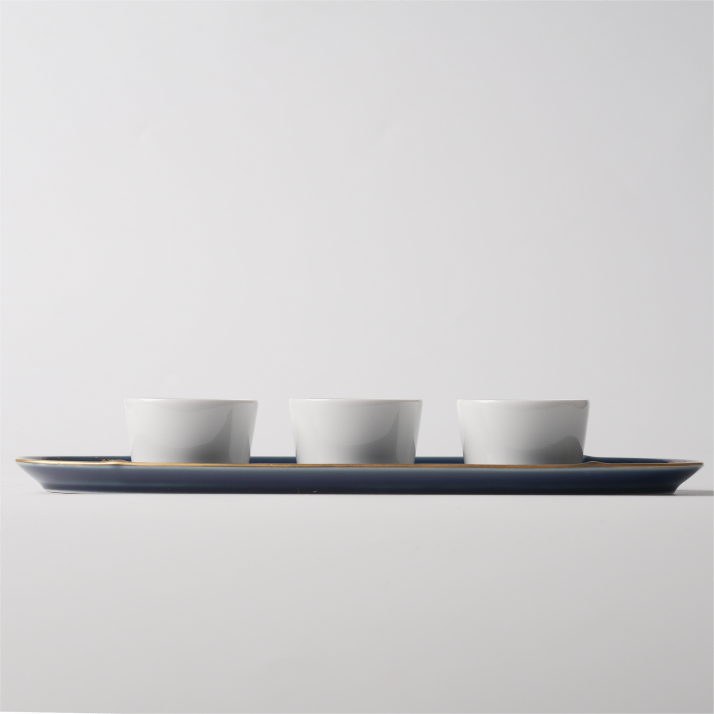 Fu Lu Gold — 12" Song Porcelain Appetiser Tray with Three Condiment Cups