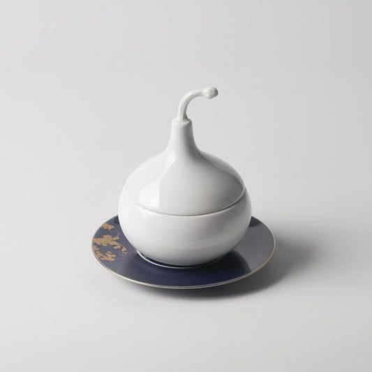 Fu Lu Gold — 6.5" Tengyun Saucer & Meissen White Gourd Double-Boiler Jar