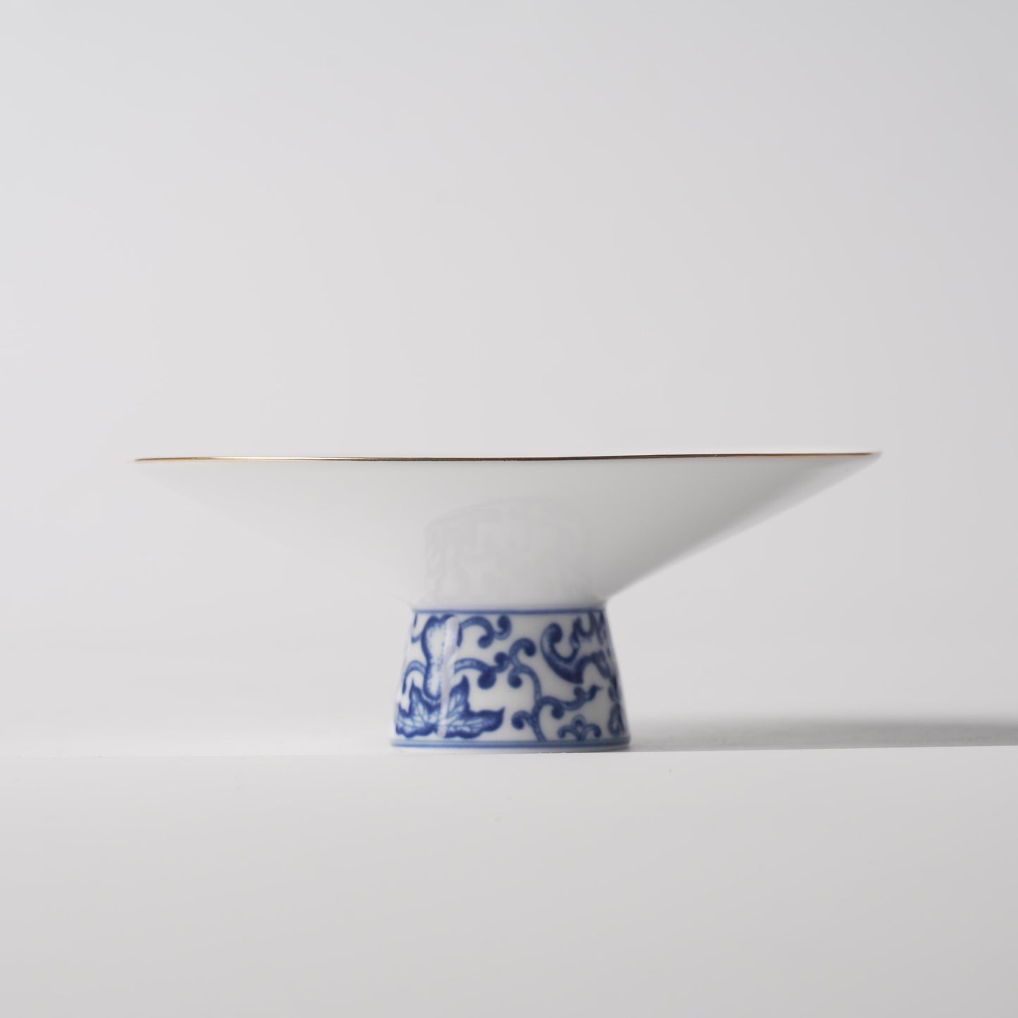 Fu Lu Gold — Blue & White Scroll Footed Dou-Li Shallow Plate