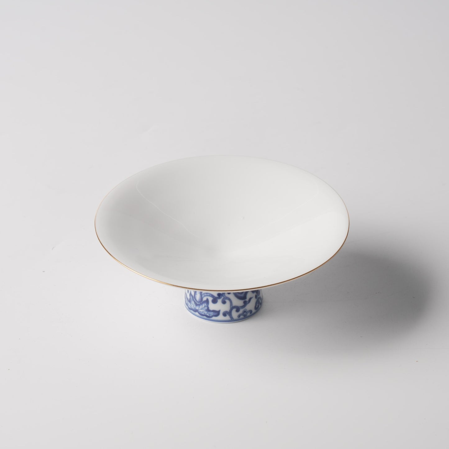 Fu Lu Gold — Blue & White Scroll Footed Dou-Li Shallow Plate
