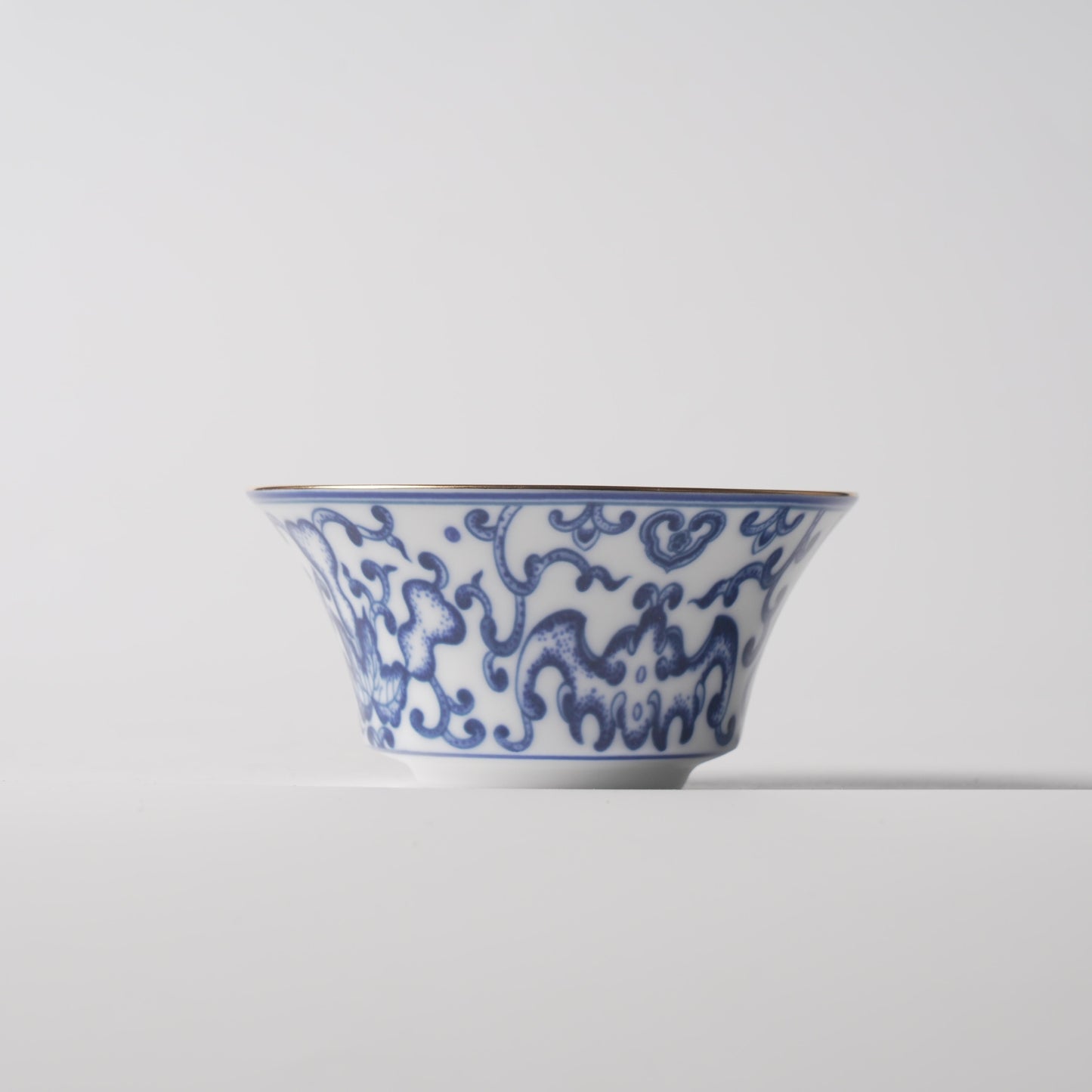 Fu Lu Gold — 4.5" Fuyao Blue & White Scroll Rice Bowl