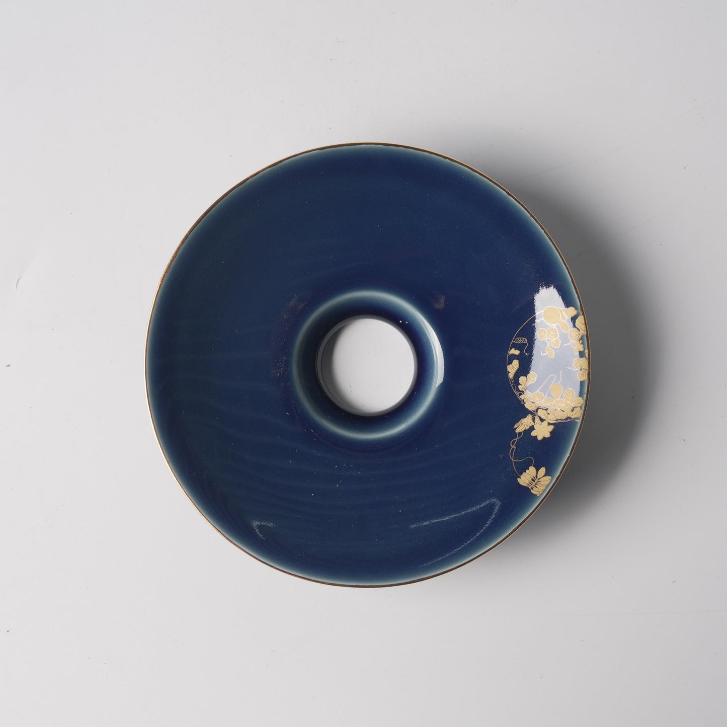 Fu Lu Gold — 5" Magnolia Saucer & 4" Blue & White Scroll Bowl Set