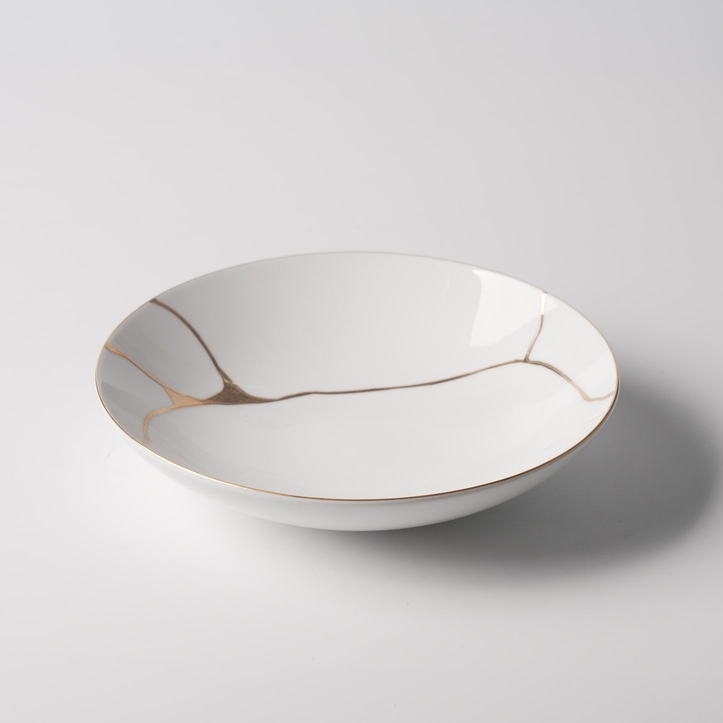 Gold Kintsugi — 9" Wide Shallow Bowl