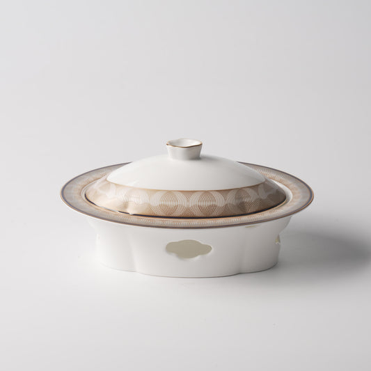 Gold Thread — 9.5" Xiteng Three-Piece Sea Cucumber Serving Set
