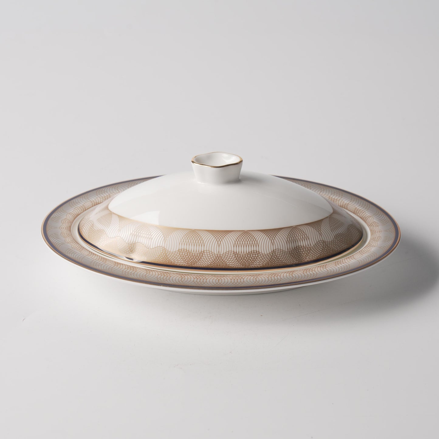 Gold Thread — 9.5" Xiteng Three-Piece Sea Cucumber Serving Set