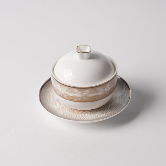 Gold Thread — 4.5" Yuanyang Three-Piece Individual Soup Set