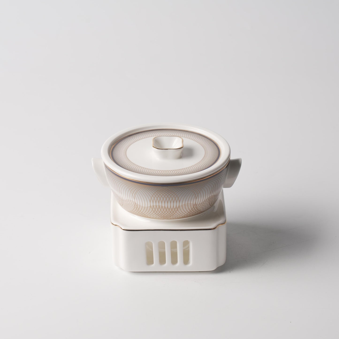 Gold Thread — 4.75" Ruyi Soup Bowl with Warmer Stand