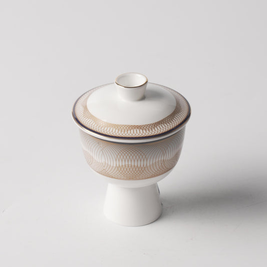 Gold Thread — 3" Footed Dessert Cup with Lid