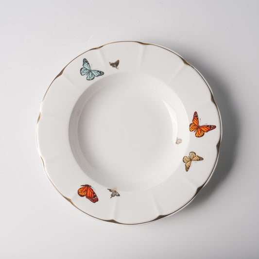Angel × Butterfly — Large Rimmed Deep Plate