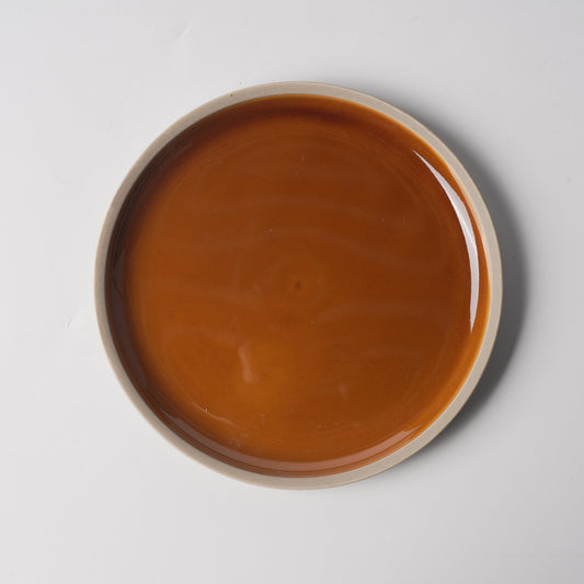 Amber Glaze Flat-Edge Shallow Plate