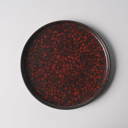 Lava Burst Glaze Raised-Rim Round Plate
