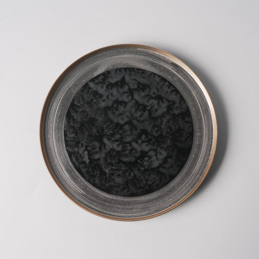 Black Cloud Texture Gold-Rim Round Plate