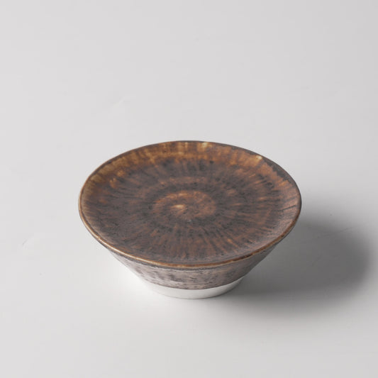 Bronze Crystal Radial Glaze Conical Bowl