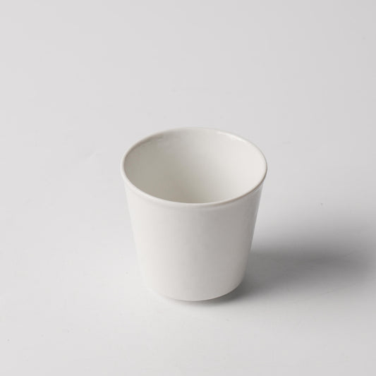 Dot Pearl White Porcelain Handleless Tapered Cup